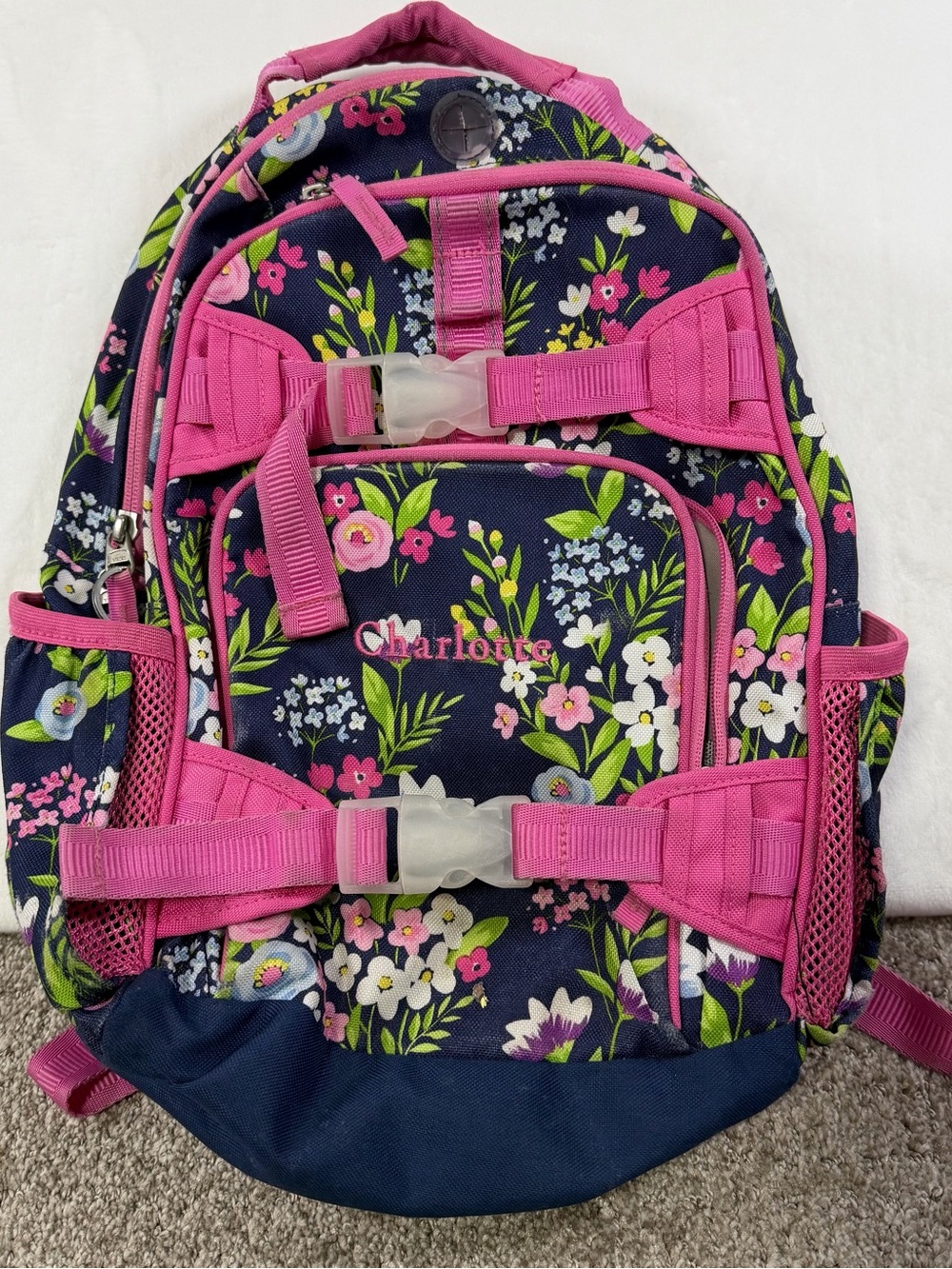 Pottery Barn Kids Floral Backpack with Pink Accents - Charlotte